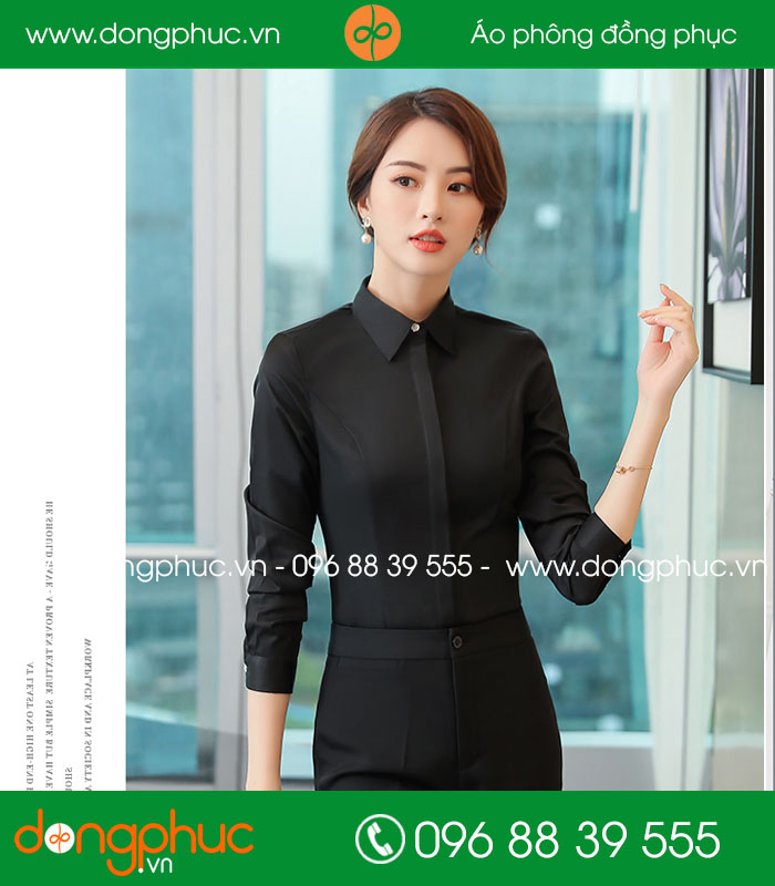  Đồng phục áo sơ mi màu đen
